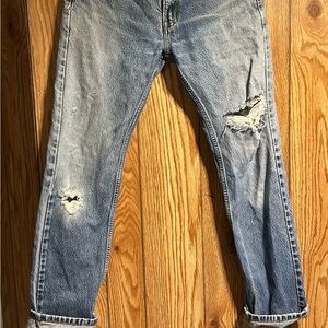 Levi's Women's Cropped Ripped Blue Jeans